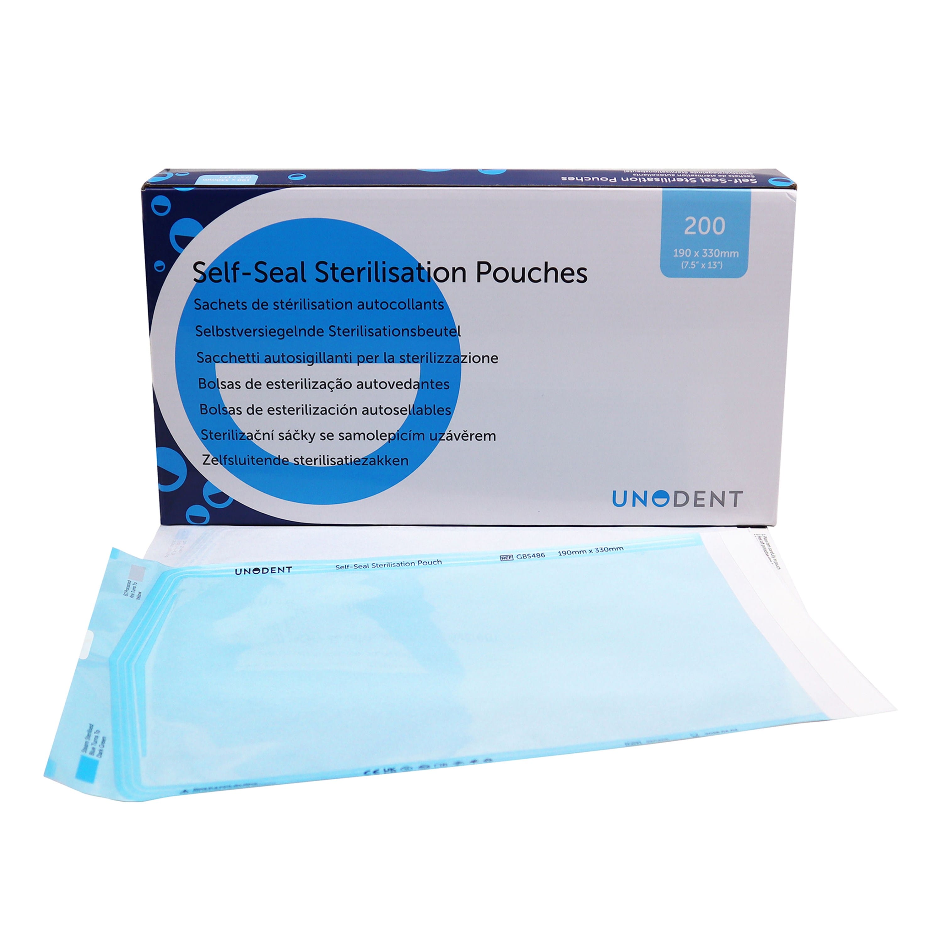 UnoDent Sterilisation Pouches 190 x 330mm (200)