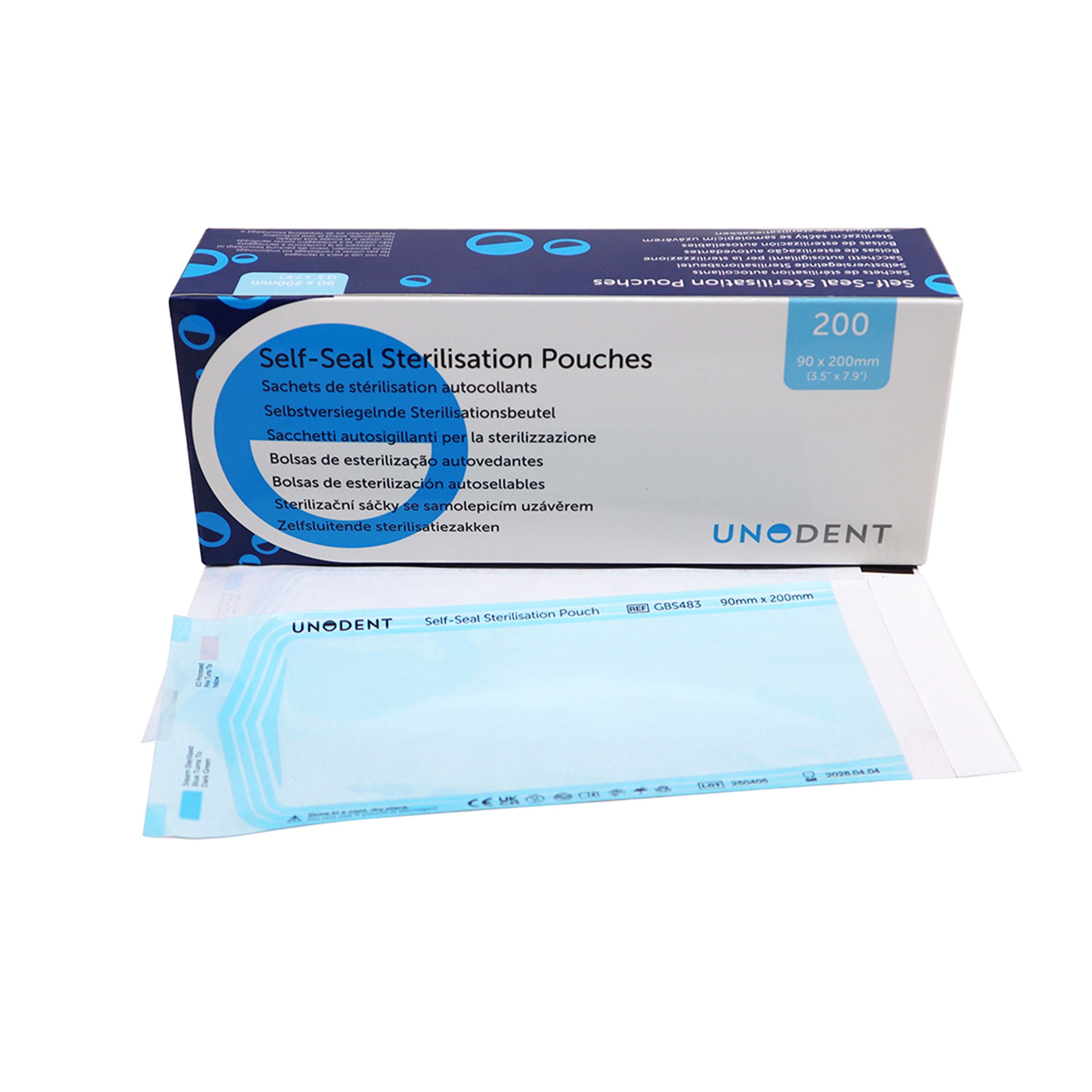 UnoDent Sterilisation Pouches 90 x 200mm (200)