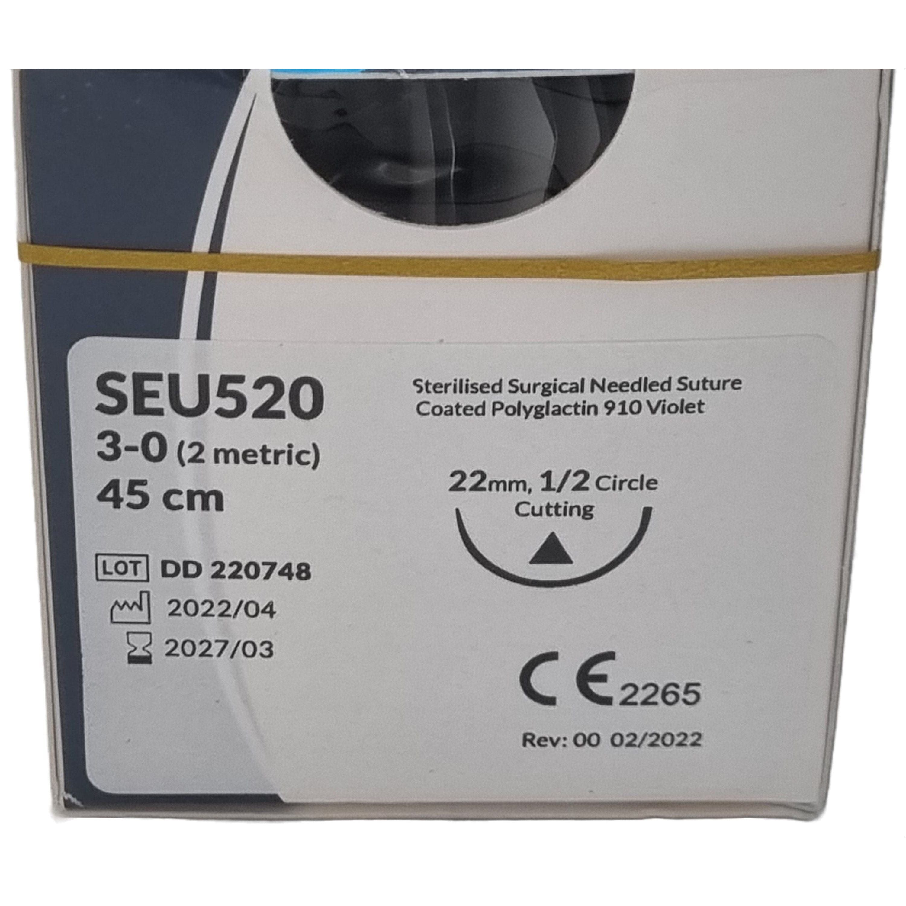 *CLEARANCE* UnoDent UnoDent PGLA Absorbable Surgical Suture U.S.P. Gauge: 3/0, Length: 45cm, 1/2 circle, Cutting, 22mm