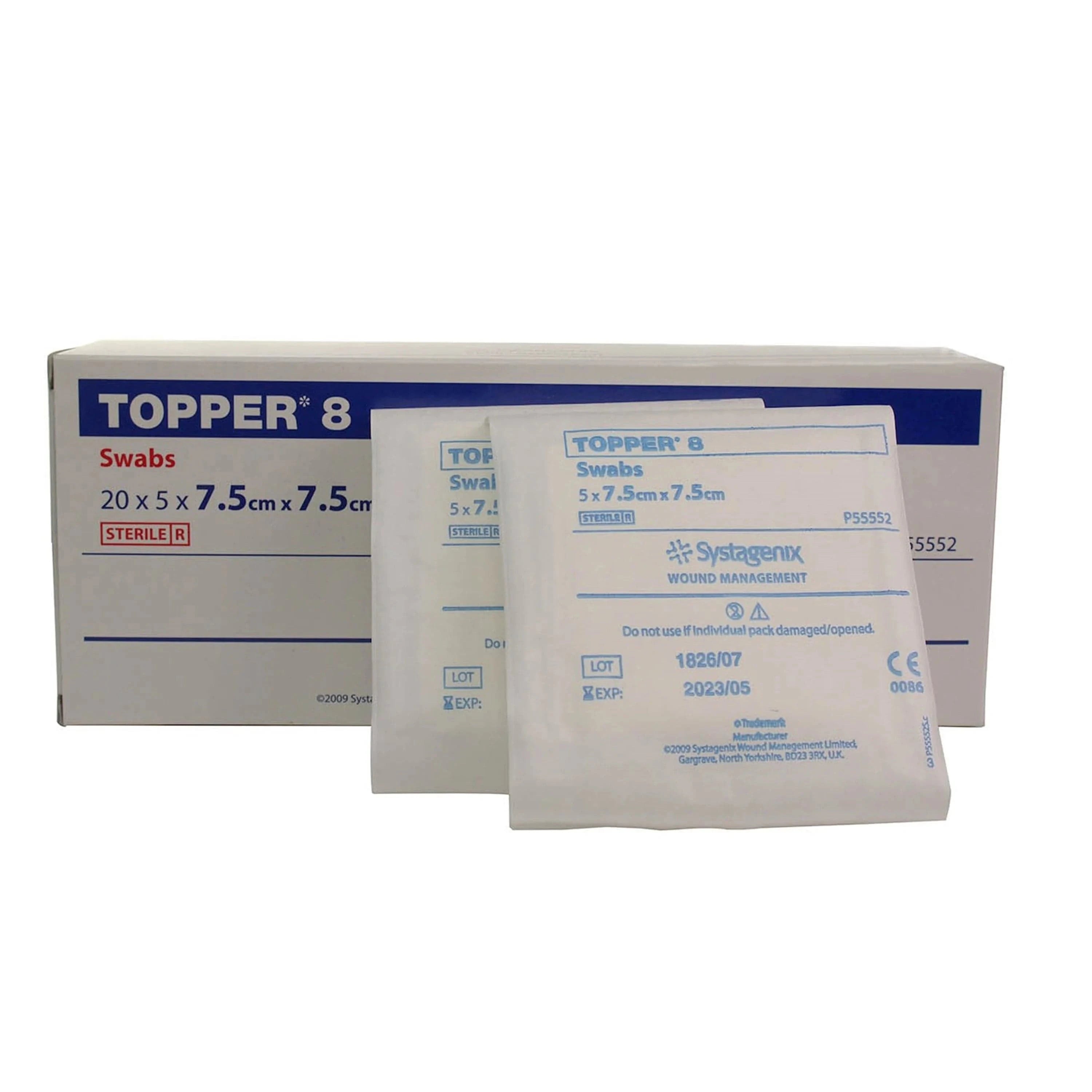 Topper 8 Swabs (Sterile) 7.5cm x 7.5cm (100)