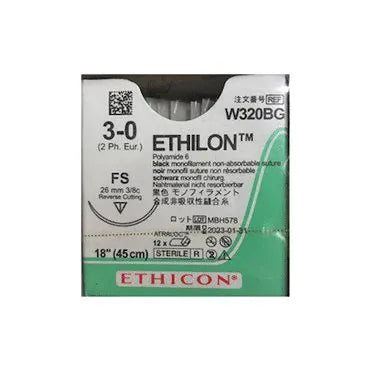 *CLEARANCE* Ethicon Ethilon Black Suture 3/0 45cm M2 W320BG (12)