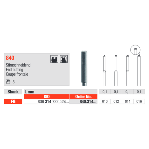 Edenta End Cutting 840 Bur Pack of 5