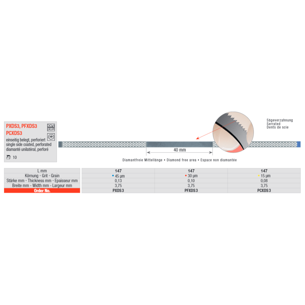 Edenta Serrated Strips 3.75mm Width Serrated Edge Pk10